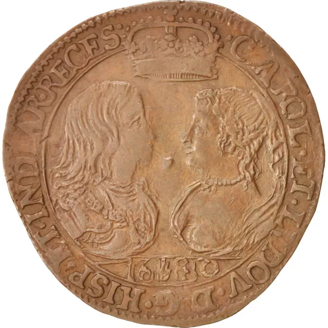 [#413662] Belgique, Jeton, Spanish Netherlands, Charles II, Anvers, 1680, TTB+,