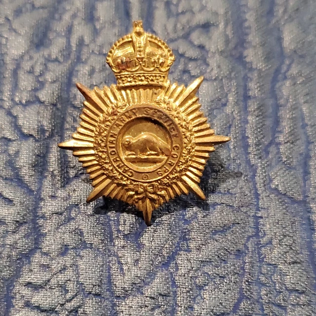 WW1 WW2 ROYAL Canadian Army Service Corps Cap Badge Kings Crown Genuine