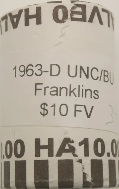 1963 D Bu Franklin Half Dollar 90% Silver $10 Face Value Roll Bullion Investment