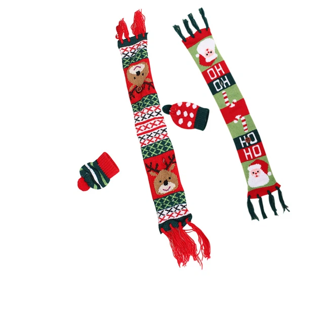 2 Set Christmas Hats Silverware Holder Bottle