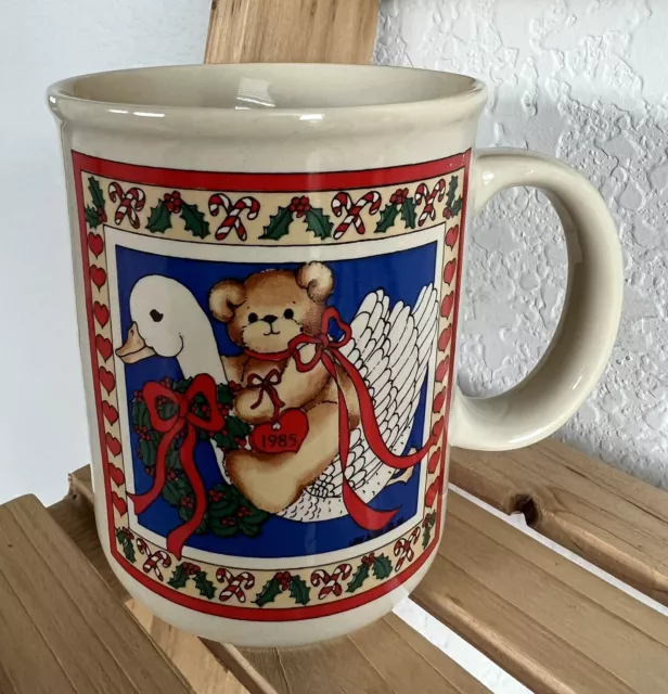 Lucy and Me Christmas Bears Mug Cup Vintage 1984 Lucy Rigg Enesco Teddy & Goose