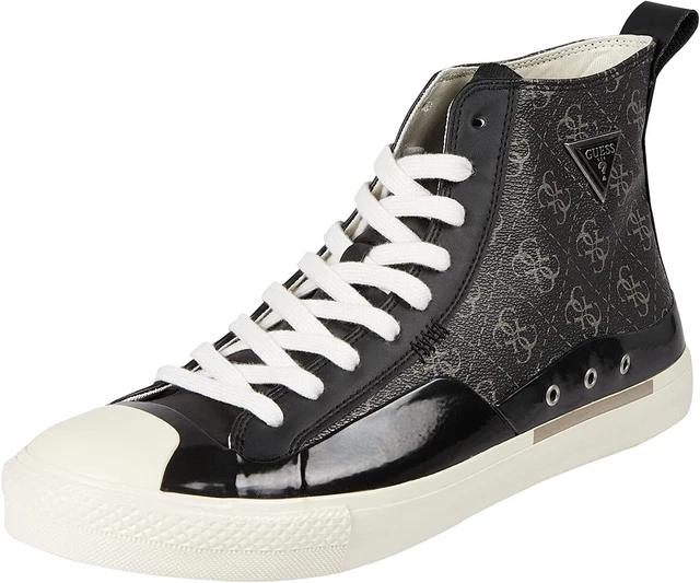 Basket Montante Guess Homme BASKETS MONTANTES HOMME Guess Noires à Lacets  Logo Imprimé Larry
