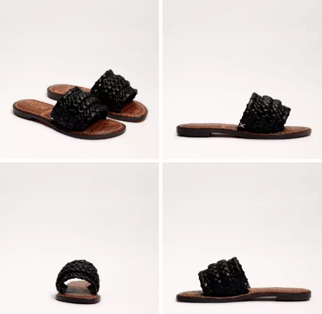 Sam Edelman Giada Black Woven Leather Slide Sandal Women's US sizes 6-10/NIB!!!