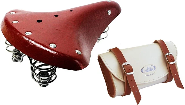 Sella Ecopelle Per Bici Vintage Montegrappa Selle Avec Ressorts + Poignées Cuir écologique Idéales Vélo Graziell Kit Per Bici Olanda