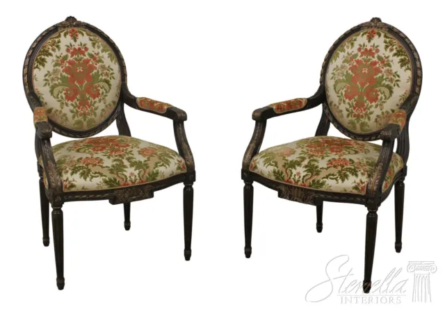 L57079EC: Pair EJ VICTOR French Louis XVI Upholstered Armchairs