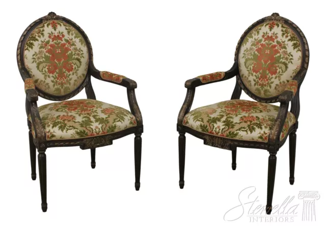 L57079EC: Pair EJ VICTOR French Louis XVI Upholstered Armchairs L57079EC: Pair EJ VICTOR French Louis XVI Upholstered Armchairs