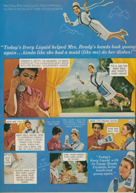 1965 Ivory Liquid Soap Maid Mildness Flying Apron Rough Hands Vtg Print Ad GH2