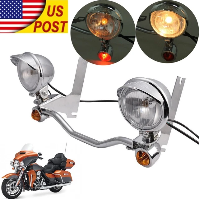 Spot Passing Light Lamp Turn Signal Bar Kit Fit Harley Touring Road King 1994-13