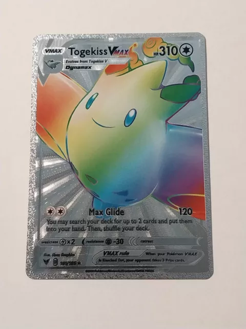 Togekiss VMAX Rainbow Silver Metal Pokemon Card Collectible/Gift/Display NM