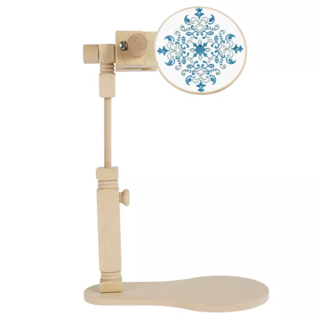 Wooden Embroidery Stand Adjustable Embroidery Hoop Stand Hands-Free Cross BBE
