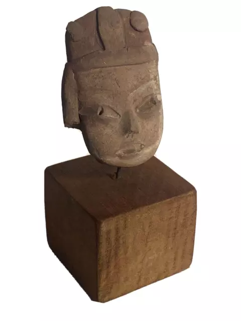 Pre-Columbian Colima terra cotta figure head on stand- Nancorrow Collection