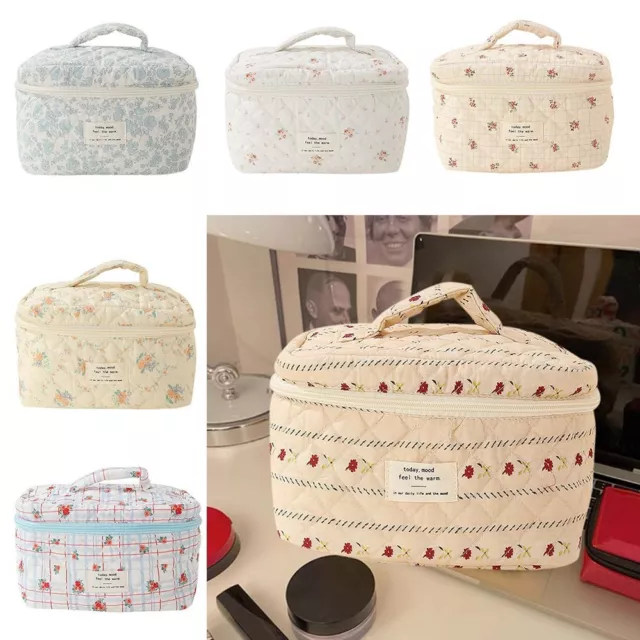 Quilted Cotton Cloth Cosmetic Bag Large Capacity Travel Handbags  Women