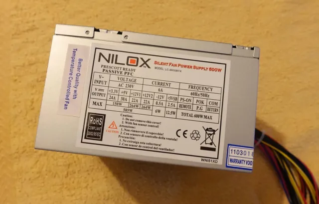 Alimentatore PC Nilox LC-8600BTX 600w  più un altro alimentatore PC da 400w