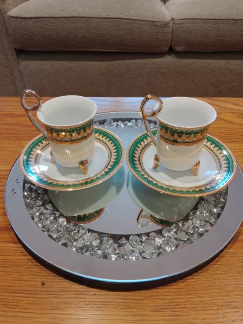 Oriental Design Teacups And Saucers X5 Never Been Used Beautiful Design On Each 2