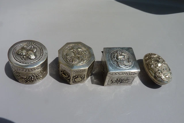 VIETNAM INDOCHINE 4 Petites Boites Argent Periode Coloniale EUR 49,00 ...