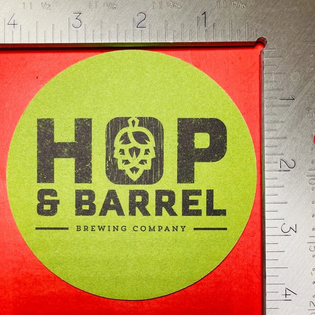 Hop & Barrel 4 Inch Round Beer Coaster Rare Vintage Hudson Wisconsin Q4