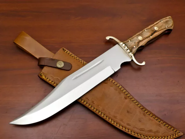 Custom Forged Hand Made D2 Steel Clip Point Blade Full Tang Bowie Hunting Knife