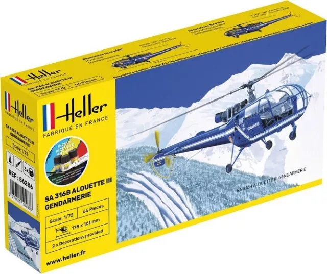 Heller 56286 - 1:72 STARTER KIT SA 316 Alouette III Gendarmerie - Neu