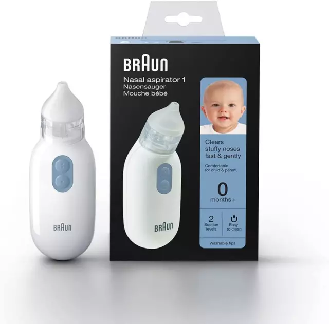 Braun BNA100EU Elektrischer Nasensauger Baby Kinder Erwachsene 2 Einstellungen