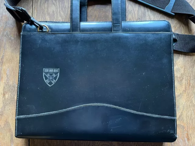 HARVARD seal embossed top grain leather briefcase