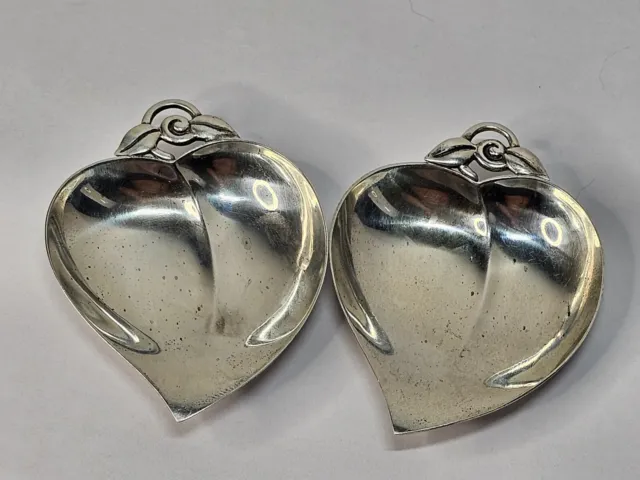 Tiffany & Co. 2x Small Heart Shaped individual Nut Dish, Sterling Silver # 22886