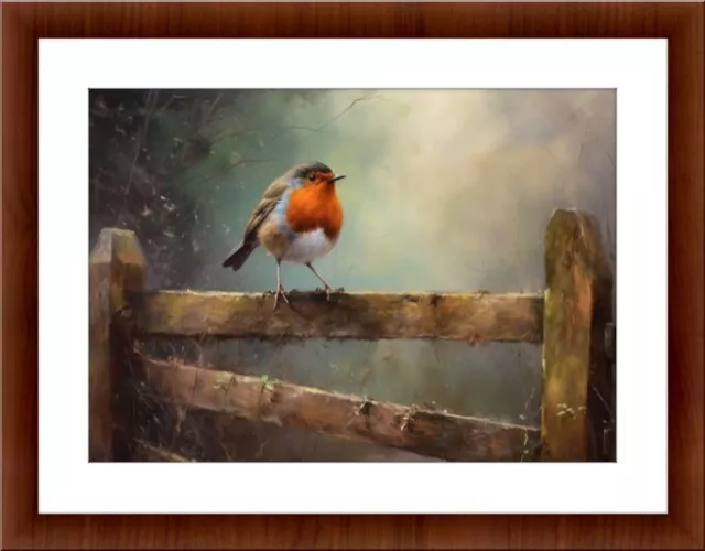 robin, birds digital painting A4 print posters pictures home decor gifts art
