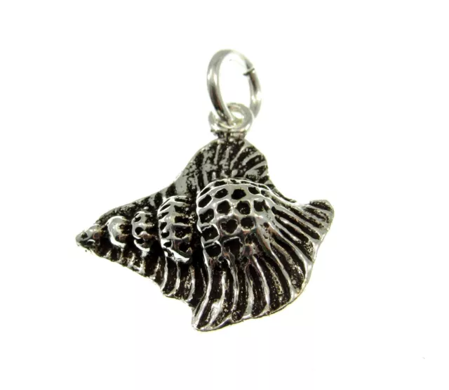 Handcrafted Solid 925 Sterling Silver Conch Shell Sea Scallop Seashell Pendant