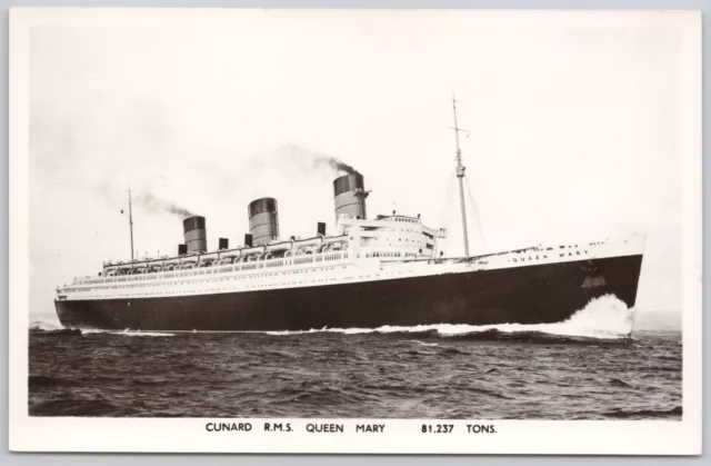 Ship, Cunard RMS Queen Mary, Real Photo Postcard RPPC