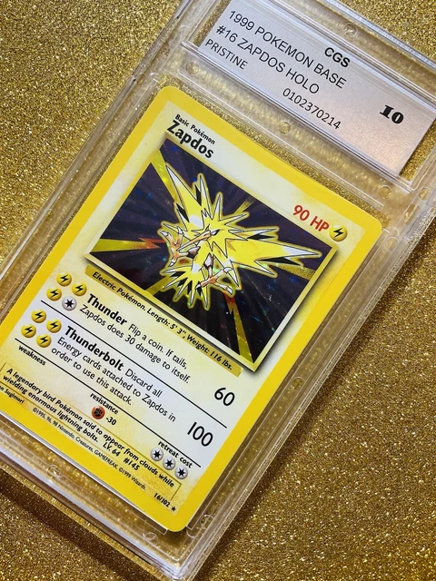 1999 Pokemon Zapdos Holo Foil Rare 16/102 Rare Cgs 10 Cstore More Rare  Wcg