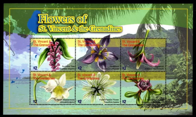 St. Vincent 2010  FLOWERS OF St. Vincent & Grenadines Six Stamps Souvenir Sheet