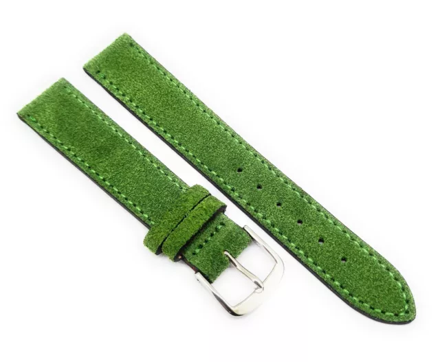 Bracelet Montre Daim De Fluco 18mm Vert Tilleul, Vert Souple Made in Germany / 7