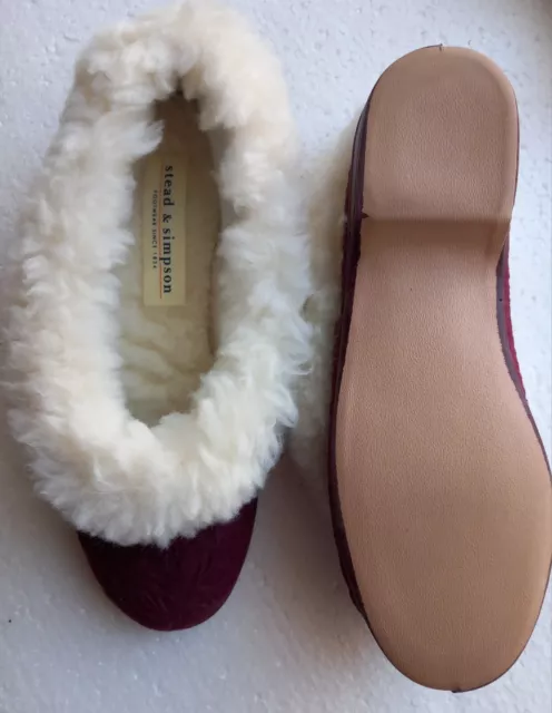 VINTAGE FULL FUR Collar Slippers Size 8 Purple Made In England New