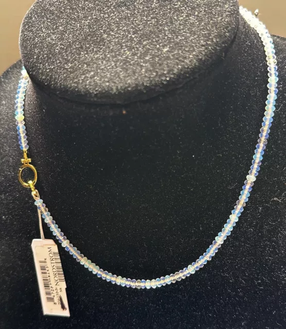 GORJANA Necklace Gemstone Beaded Gold Tone Lavender Blue Color