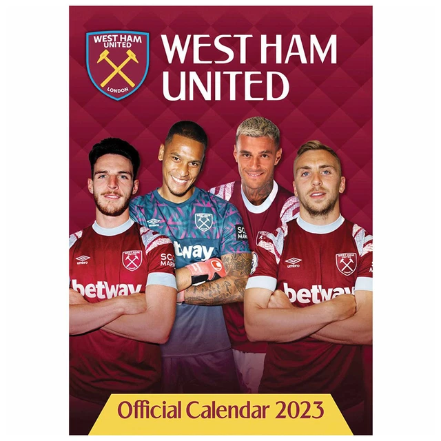 WEST HAM UNITED FC A3 Calendario 2023 30 cm x 42 cm merce con licenza