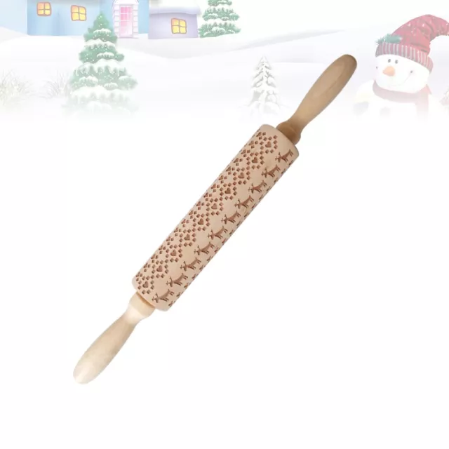 Rolling Pin Wood Embossed Rolling Pin Wooden Embossing Dough Roller