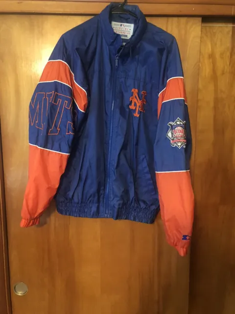 Vintage 1990’s New York Mets Jacket Starter Brand (Windbreaker With Hoodie ) LG