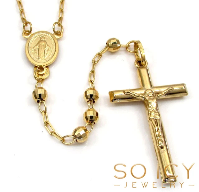 26" 3.80mm 12 gram 10k Yellow Gold Disco Ball Small Bead Rosary Chain 26" 3.80mm 12 gram 10k Yellow Gold Disco Ball Small Bead Rosary Chain