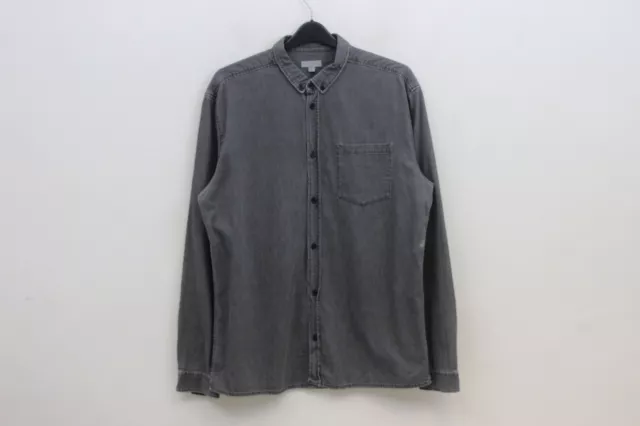 COS Men XL Button Up Over Shirt Long Sleeved Denim Jacket Jean Cotton Casual Top