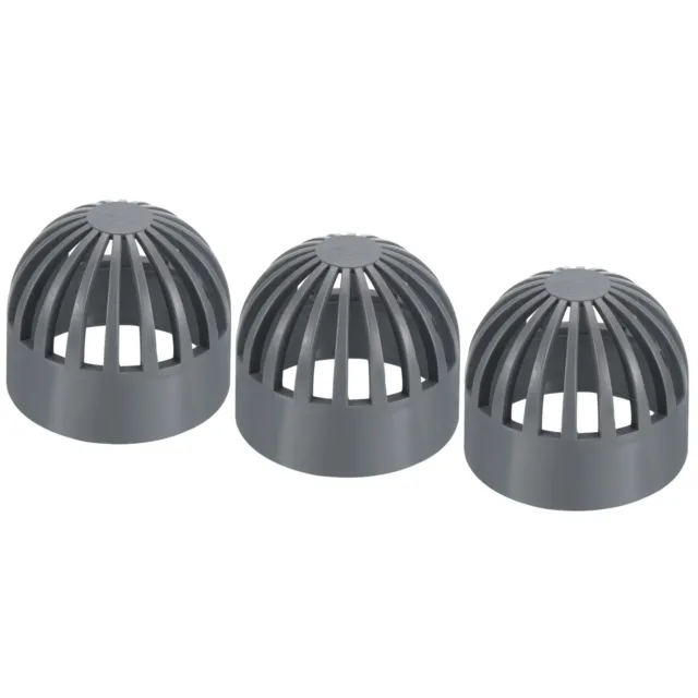 3Pcs 2" Atrium Grate Cover Round Outdoor UPVC Sewer Drain Pipe Fitting Gray