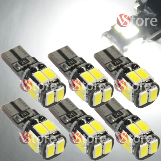 6 Lampade Led 10 SMD 5630 T10 Canbus No Errore Luci BIANCO Xenon Posizione Targa