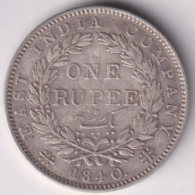 East India Company 1840 Victoria Queen One Rupee Silver Coin In Top Grade
