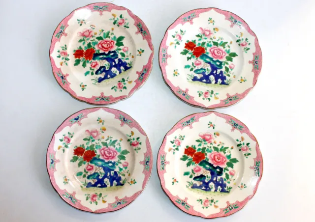 4 ASSIETTE A DESSERT BOOTHS, SILICON CHINA, ENGLAND MANDARIN en FAIENCE EMAILLEE