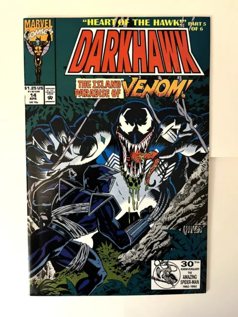 Darkhawk: "Heart Of The Hawk!" Part 5 Of 6 Marvel Comics #14 April 1992-Venom