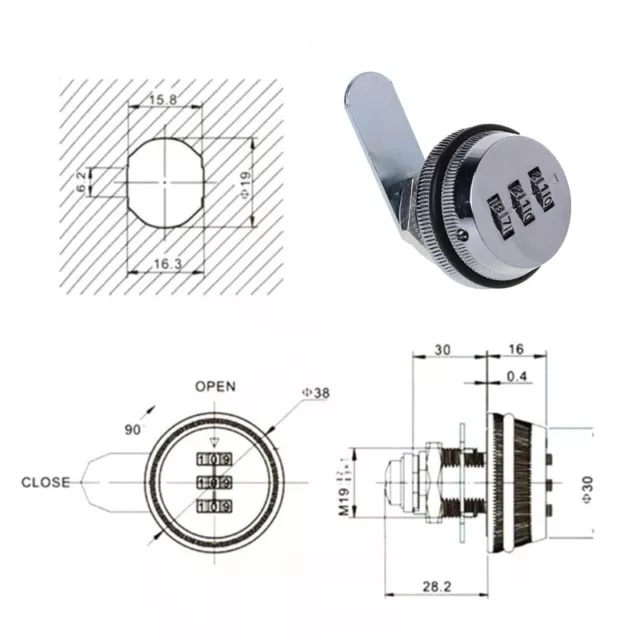 Combination Cabinet Lock Zinc Alloy Mechanical Code Lock Security Furniture Lock