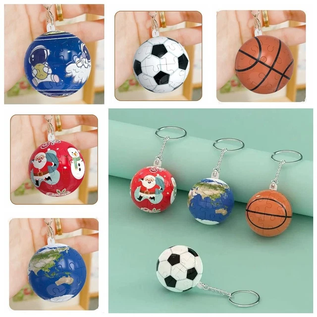 BALL SHAPED JIGSAW Puzzle Keychain Earth 3D Ball Puzzles Keyring Girls