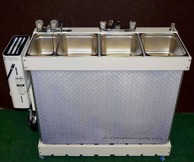 Concession Sink, Large Propane **Portable 3 compartment sink**