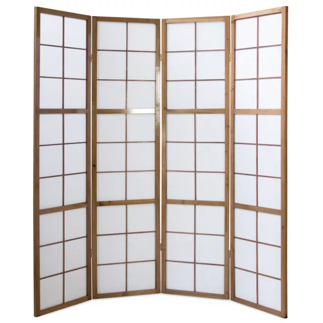 4 pan Shoji Paravent japonais bois brun foncé Séparateur Interieur Homestyle4u 3