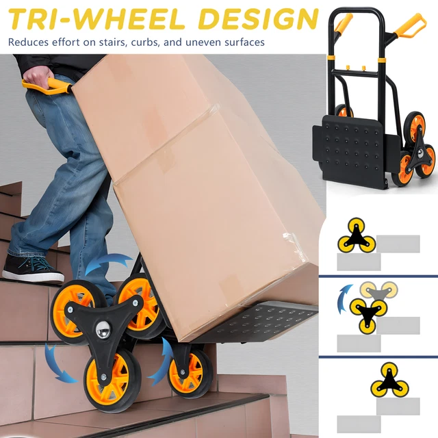 DIABLE PLIABLE POUR Escalier, Chariot de Transport en Métal 200kg/440LB ...