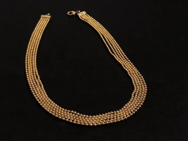 Collier ras du cou vintage chaines 5 rangs à perles metalliques