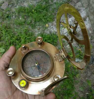Nautical Antique Brass West London Sundial Compass 4" Vintage sundial compass